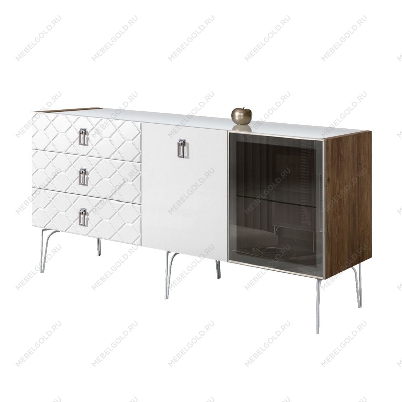 Комод 1.6м Bogemia Woodline Fa (Белый) (Lakobel/Хром) БМКМ-4[5][10]