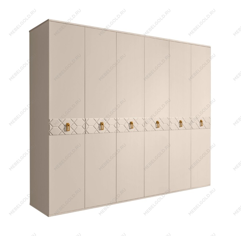 Шкаф 6-ти дв. Bogemia Farfalle (Ваниль/Золото) БМШ2/6(Fa)