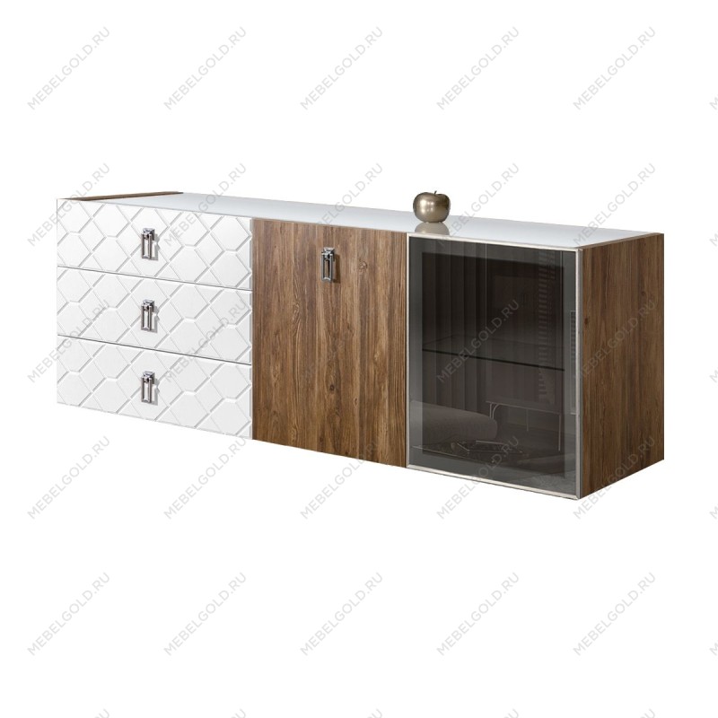 Комод 1.6м Bogemia Woodline Fly Wood Fa (Белый) (Lakobel/Хром) БМКМ-4[5][10]