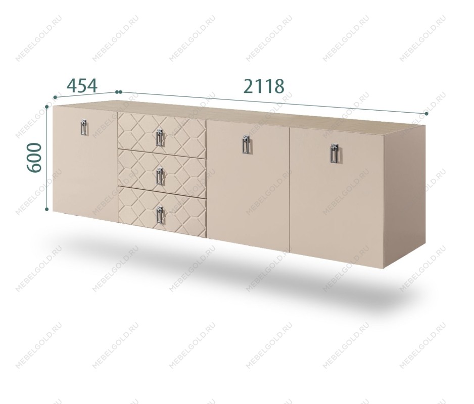 Комод 2.1м Bogemia Fly Farfalle (Ваниль) (Novabuk/Хром) БМКМ-5