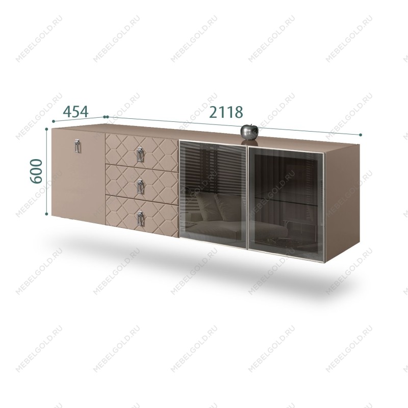 Комод 2.1м Bogemia Fly Fa (Мокка) (Lakobel/Хром) БМКМ-5[5][10]