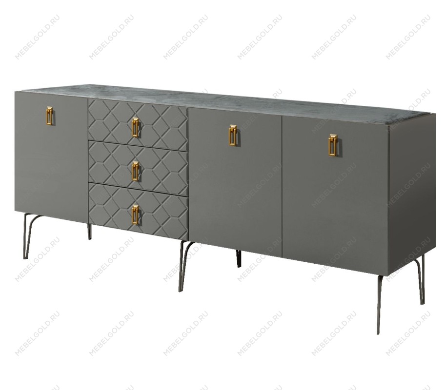 Комод 2.1м Bogemia Farfalle (Серый) (Novabuk/Золото) БМКМ-5(Fa)