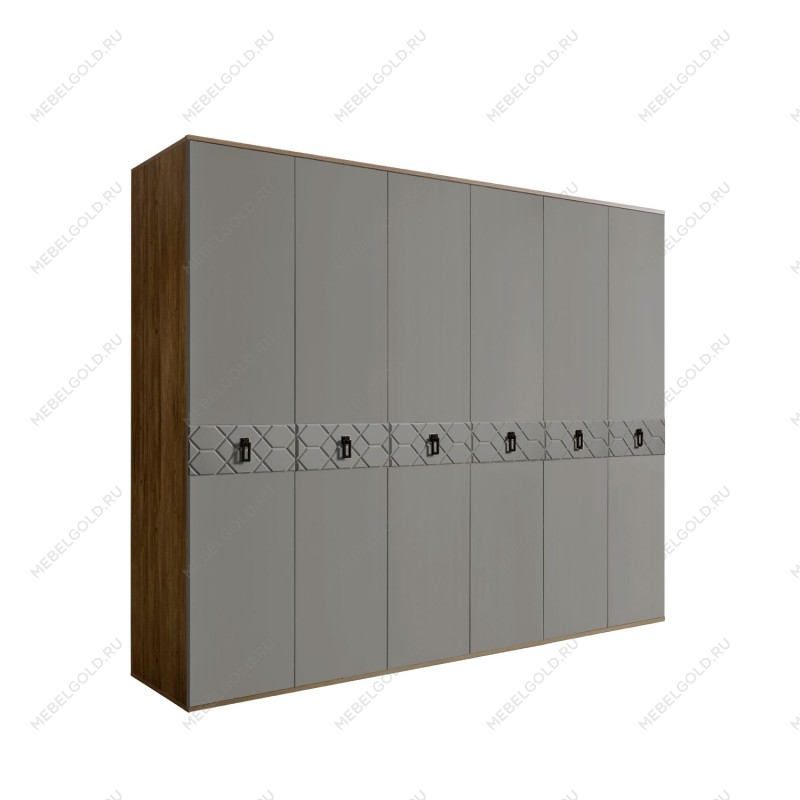 Шкаф 6-ти дв. Bogemia Woodline Fa (Серый/Черный) БМШ2/6(Fa)