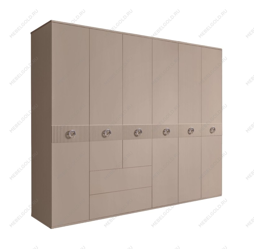 Шкаф 6-ти дверный с ящиками, Bogemia Fillini (Мокка/Хром) БМШ2/61(Fi)