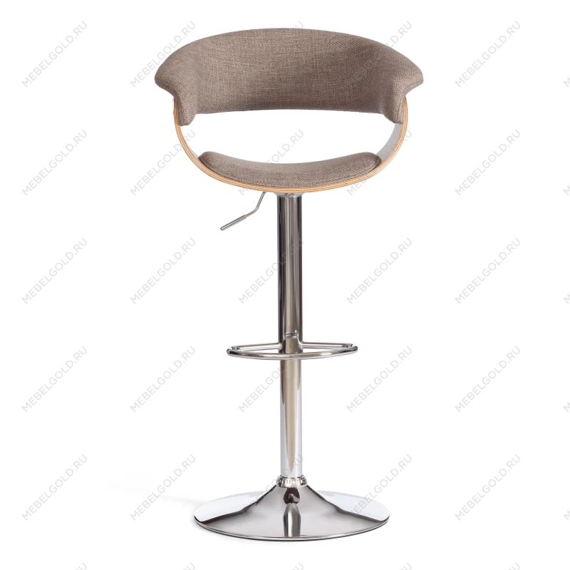 Барный стул VIMTA (mod.4021S), металл/дерево/ткань, 60х51х91,5-112,5 см, выс. сид. 61,5-82,5 см, бежевый/натур./хром, Aimcasa 5 | изображение 4