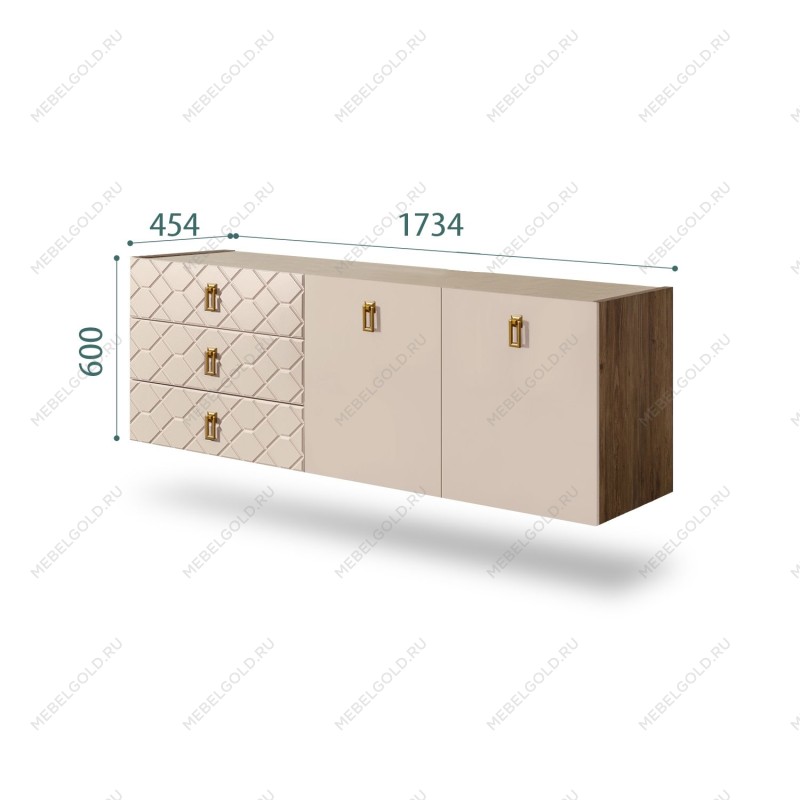 Комод 1.6м Bogemia Woodline Fly Fa (Ваниль) (Novabuk/Золото) БМКМ-4