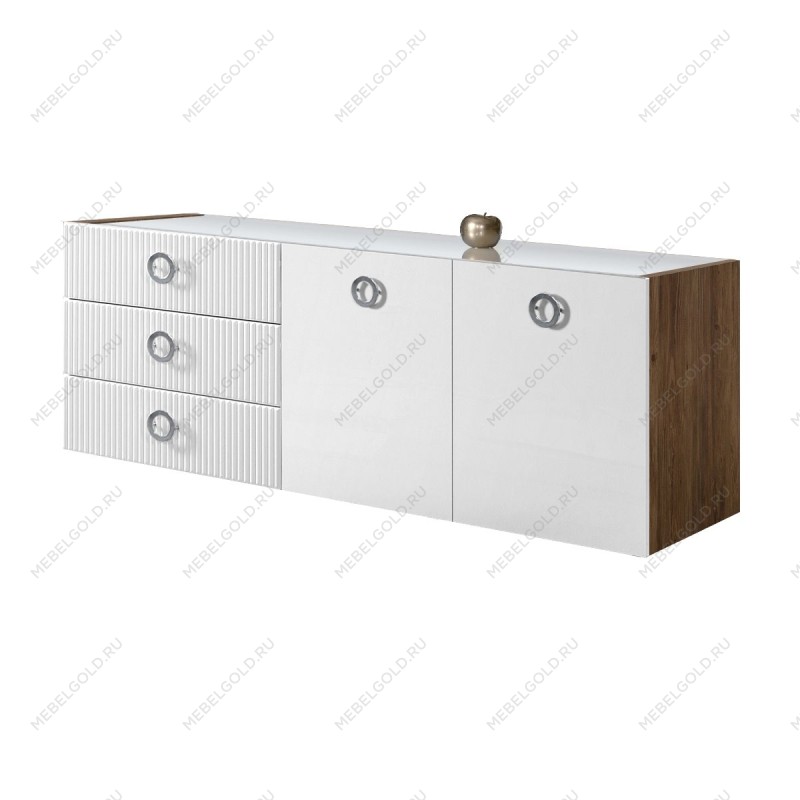 Комод 1.6м Bogemia Woodline Fly Fi (Белый) (Lakobel/Хром) БМКМ-4