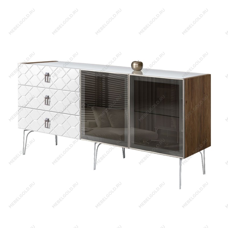 Комод 1.6м Bogemia Woodline Fa (Белый) (Lakobel/Хром) БМКМ-4[5]