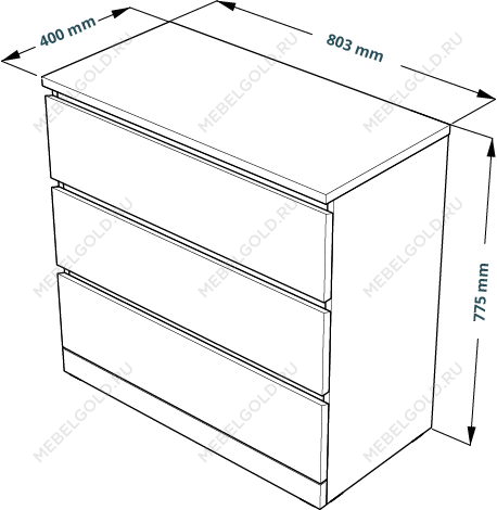 МАЛЬМ / VARMA Комод ИКЕА / IKEA 3, 80x78x40, шпон, беленый дуб | изображение 3