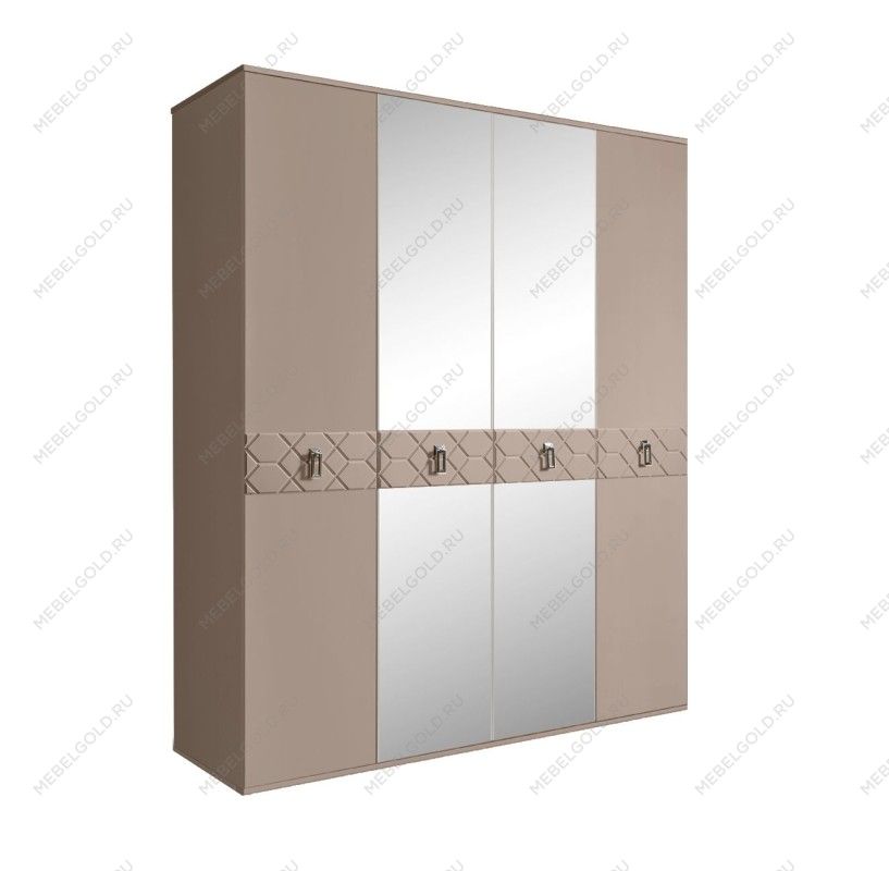 Шкаф 4-х дв. с зеркалами Bogemia Farfalle (Мокка/Хром) БМШ1/4(Fa)