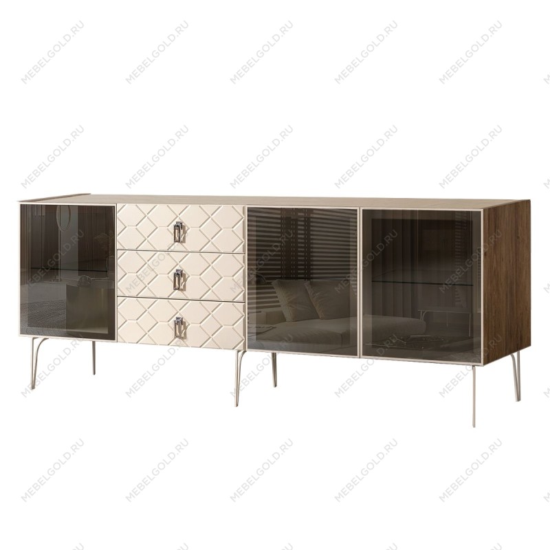 Комод 2.1м Bogemia Woodline Fa (Слоновая кость) (Novabuk/Хром) БМКМ-5[5]