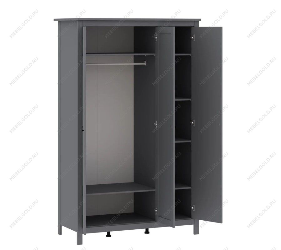 САГА шкаф 3 двери с зеркалом серый | изображение 2