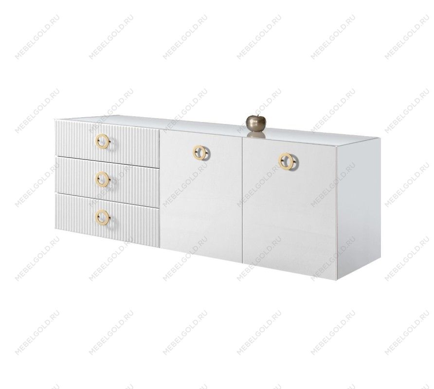 Комод 1.6м Bogemia Fly Fillini (Белый) (Lakobel/Золото) БМКМ-4