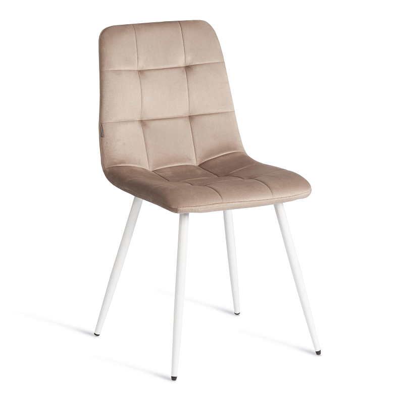 Стул CHILLY (mod. JSC-220), Велюр/металл, 44,5х52,5х88 см, Beige (бежевый) HLR8 / белый