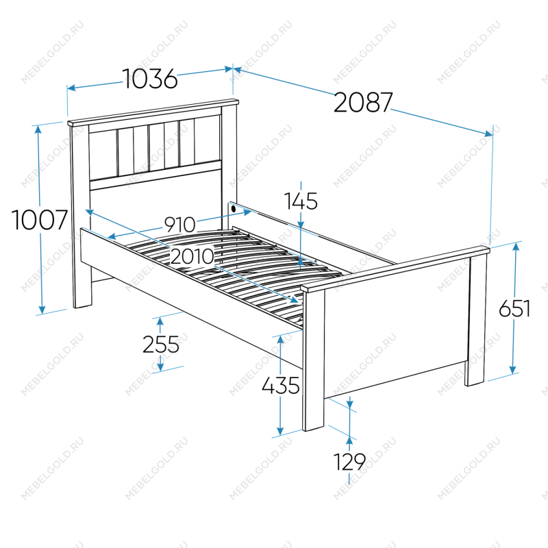 САГА кровать одинарная 90х200 белая/ясень | изображение 1