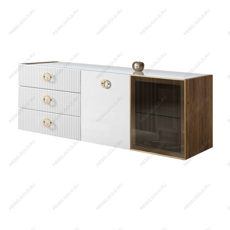 Комод 1.6м Bogemia Woodline Fly Fi (Белый) (Lakobel/Золото) БМКМ-4[5][10]