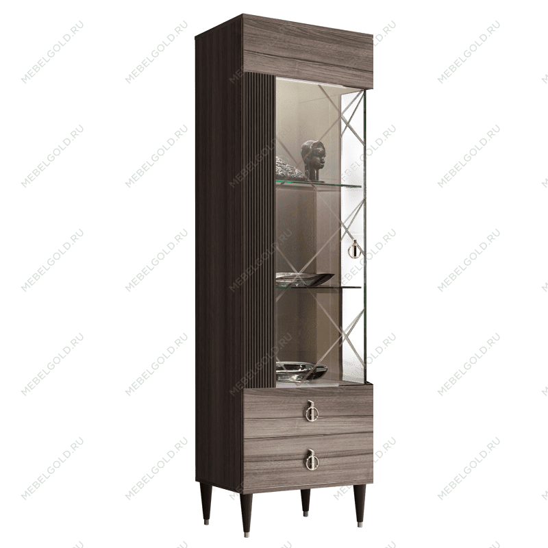 Витрина 1-ств. Римини СОЛО (Орех империя/Серебро) (Левая) РМВ1-1С(s)