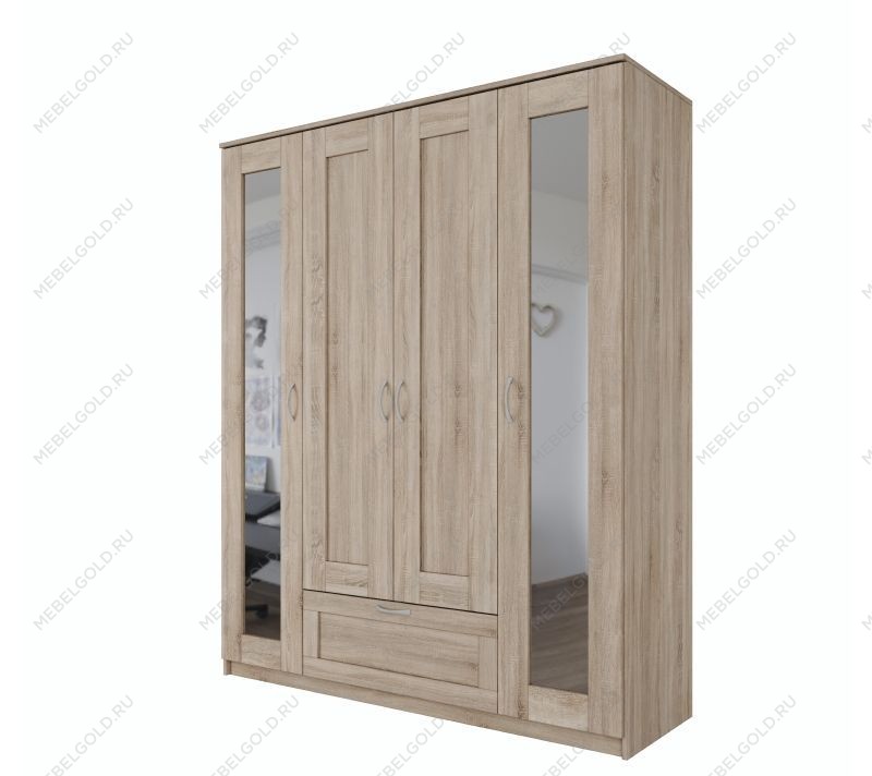 БРИМНЭС / СИРИУС Шкаф ИКЕА / IKEA комбинированный 4 двери и 1 ящик сонома (с 2 зеркалами) | изображение 3