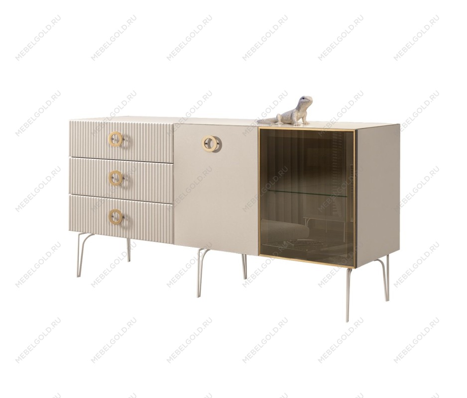 Комод 1.6м Bogemia Fillini (Ваниль) (Lakobel/Золото) БМКМ-4(Fi)[5][10]