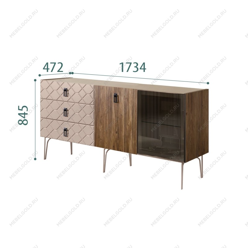 Комод 1.6м Bogemia Woodline Wood Fa (Мокка) (Novabuk/Черный) БМКМ-4[5][10]