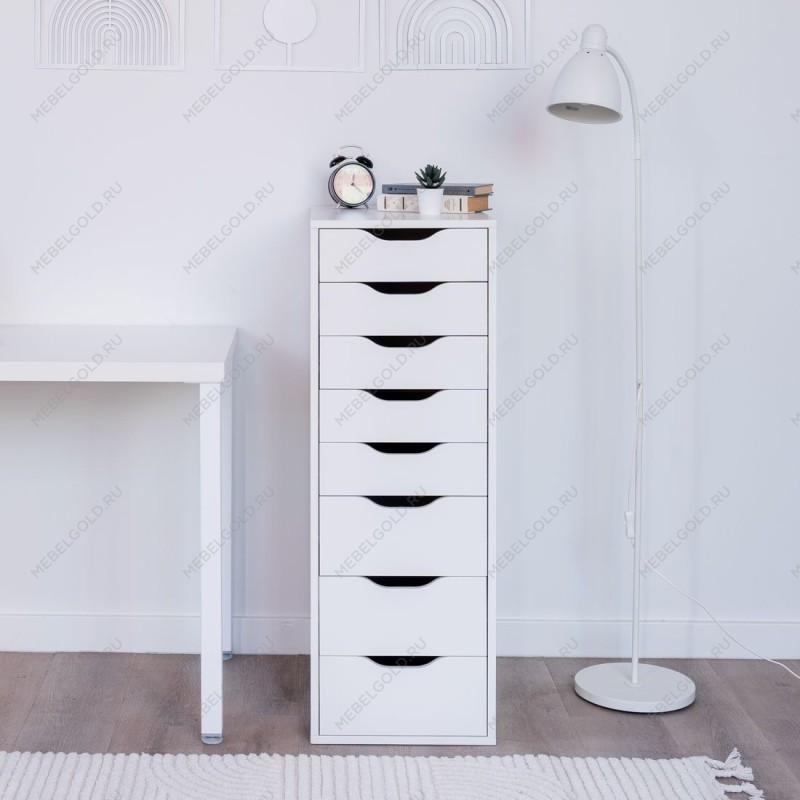 ИНГАР комод ИКЕА / IKEA белый высокий с выдвижными ящиками | изображение 5