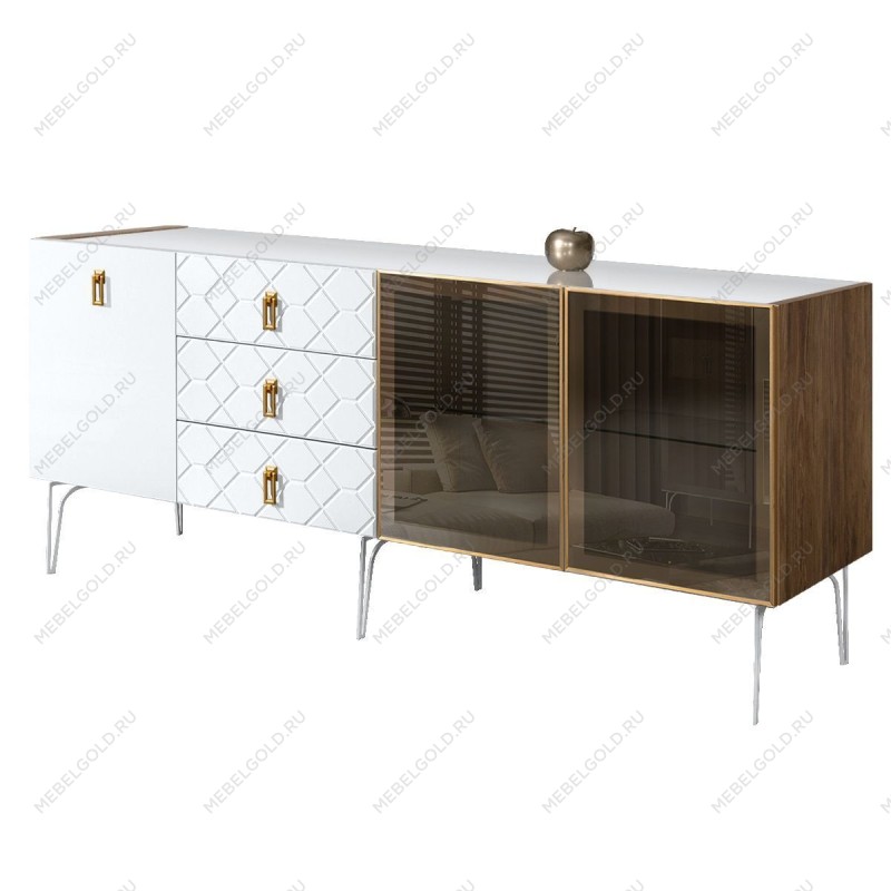 Комод 2.1м Bogemia Woodline Fa (Белый) (Lakobel/Золото) БМКМ-5[5][10]