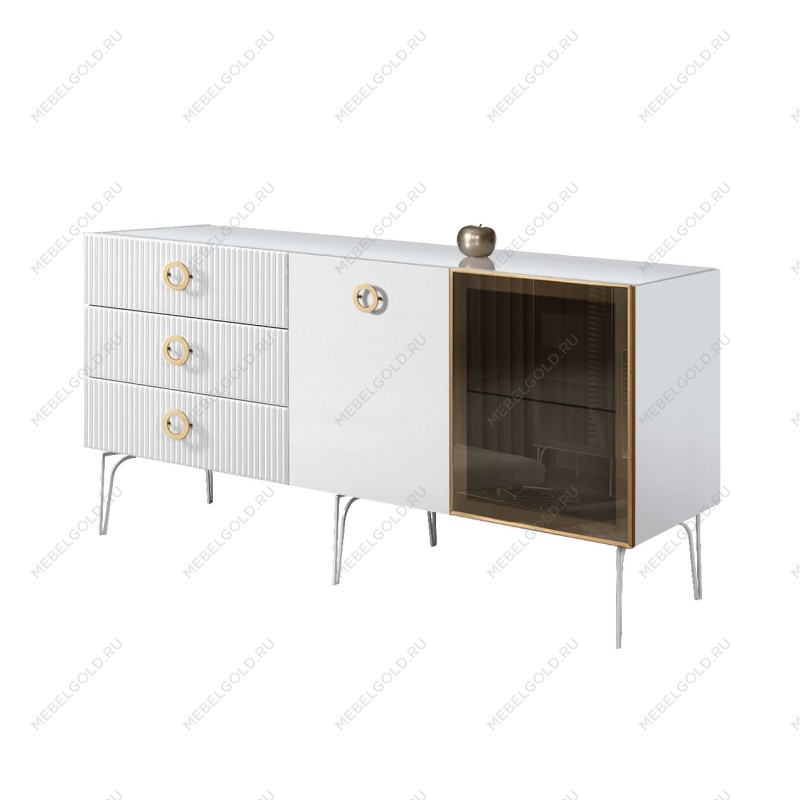 Комод 1.6м Bogemia Fillini (Белый) (Lakobel/Золото) БМКМ-4(Fi)[5][10]