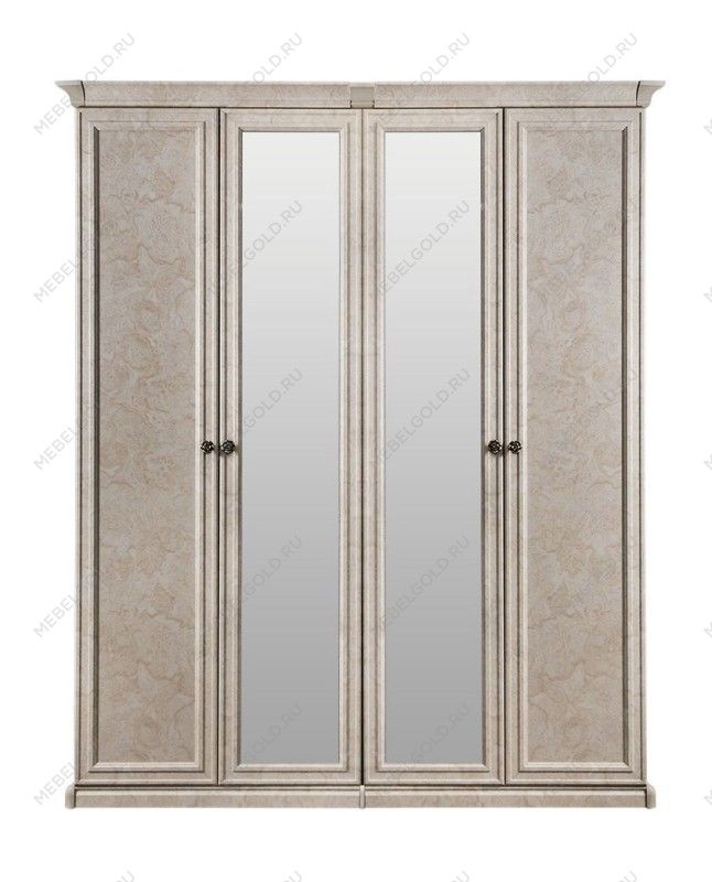 Шкаф Афина 4-дверный (2+2) с зеркалом крем корень | изображение 1