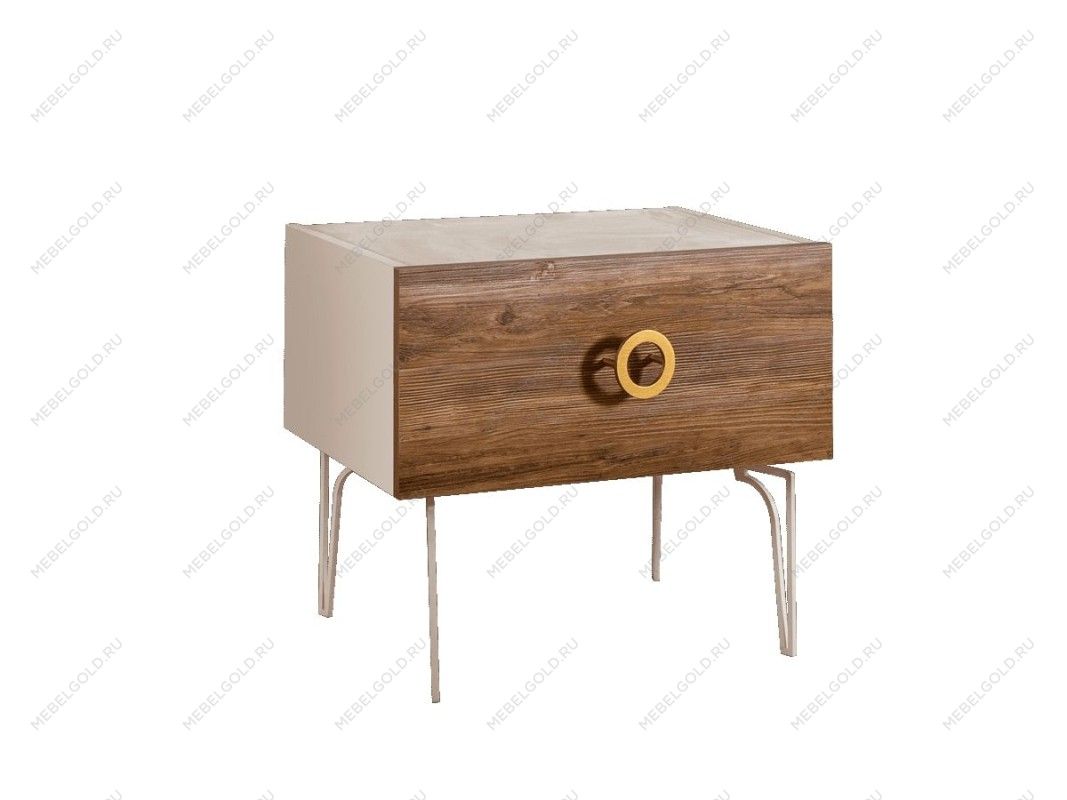 Тумба прикроватная Bogemia Wood Fi (Слоновая кость) (Novabuk/Золото) БМТП-1(Wo)