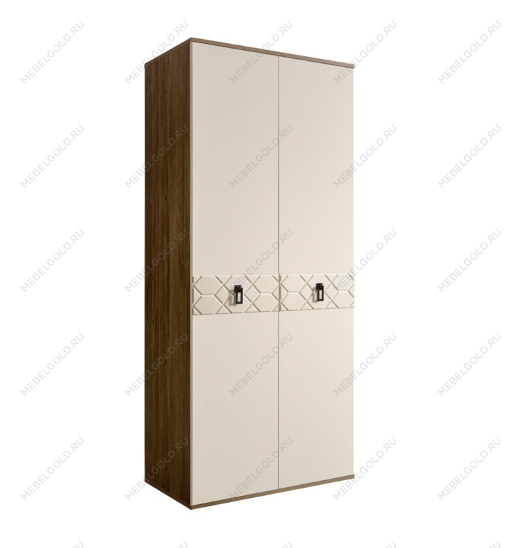 Шкаф 2-х дверный Bogemia Woodline Fa (Слоновая кость/Черный) БМШ2/2