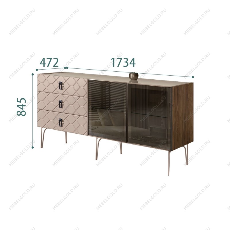 Комод 1.6м Bogemia Woodline Fa (Мокка) (Lakobel/Черный) БМКМ-4[5]