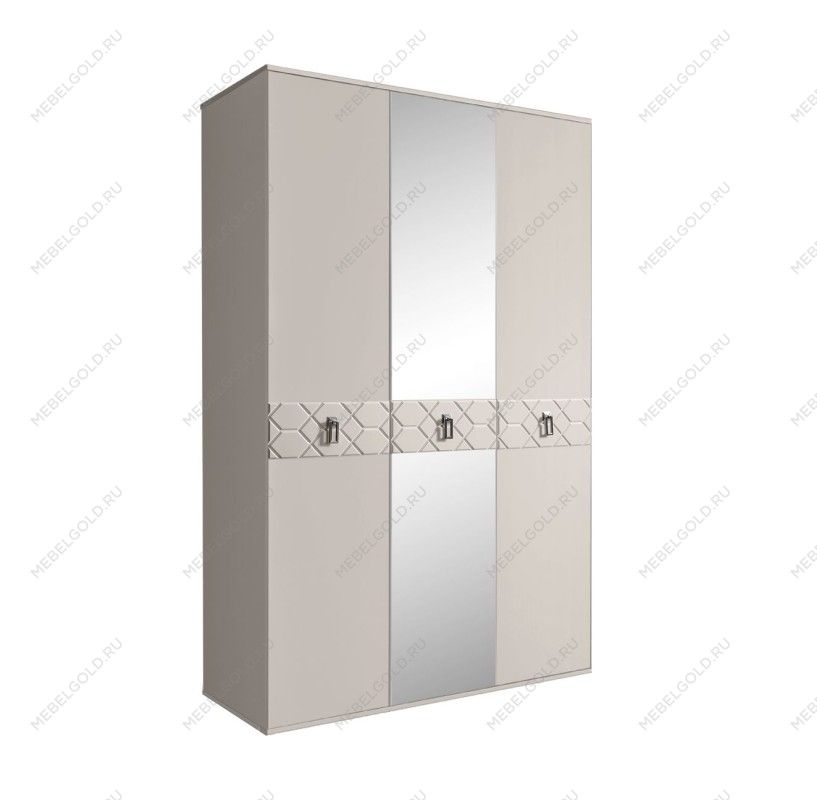 Шкаф 3-х дверный с зеркалом Bogemia Farfalle (Шелк/Хром) БМШ1/3(Fa)