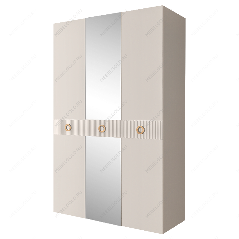 Шкаф 3-х дверный с зеркалом Bogemia Fillini (Слоновая кость/Золото) БМШ1/3(Fi)