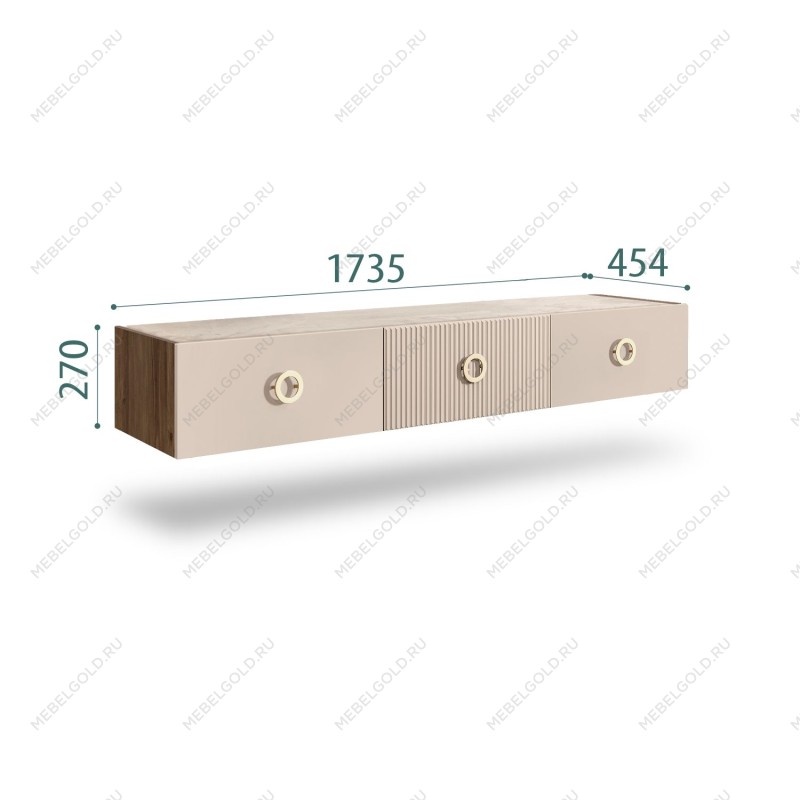 Тумба телевизионная 1.6м Bogemia Woodline Fly Fi (Ваниль) (Lakobel/Золото) БМТ-1[10]