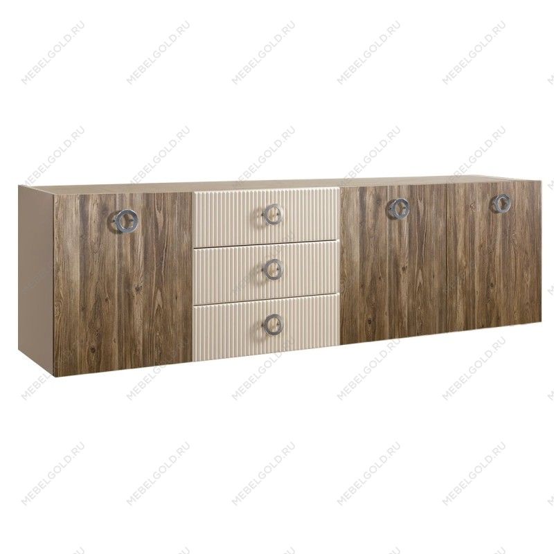 Комод 2.1м Bogemia Woodline Fly Wood Fi (Слоновая кость) (Novabuk/Хром) БМКМ-5