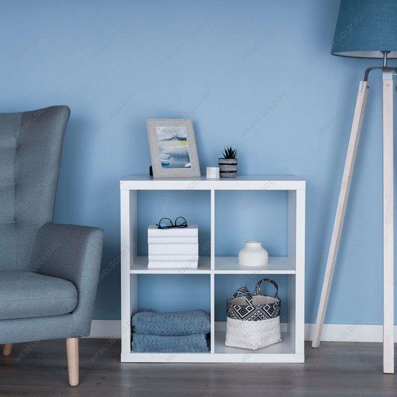 КАЛЛАКС / ФОРА Стеллаж ИКЕА / IKEA 4, квадратной формы с четырьми открытыми ячейками, тамбурат, цвет белый | изображение 4