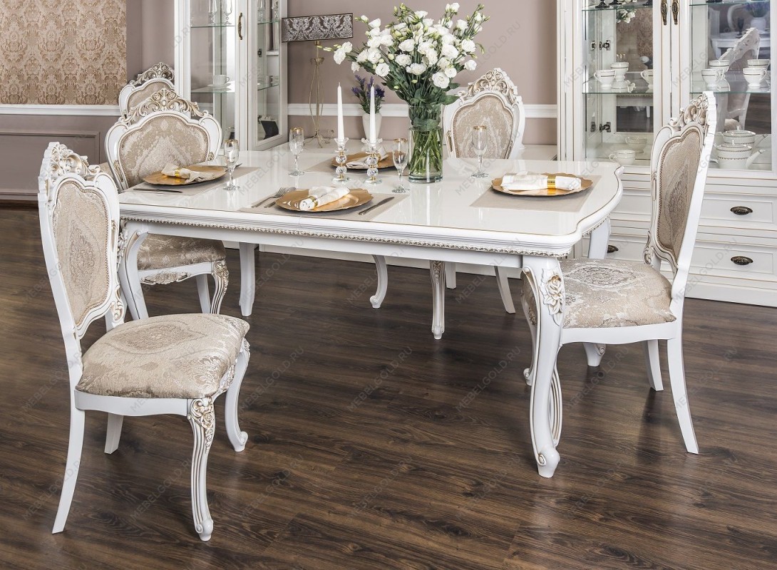 Столовая Натали белый глянец (прямоугольный стол) | изображение 2