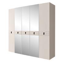 Шкаф 5-ти дв. с зеркалами Bogemia Farfalle (Слоновая кость/Черный) БМШ1/5(Fa)