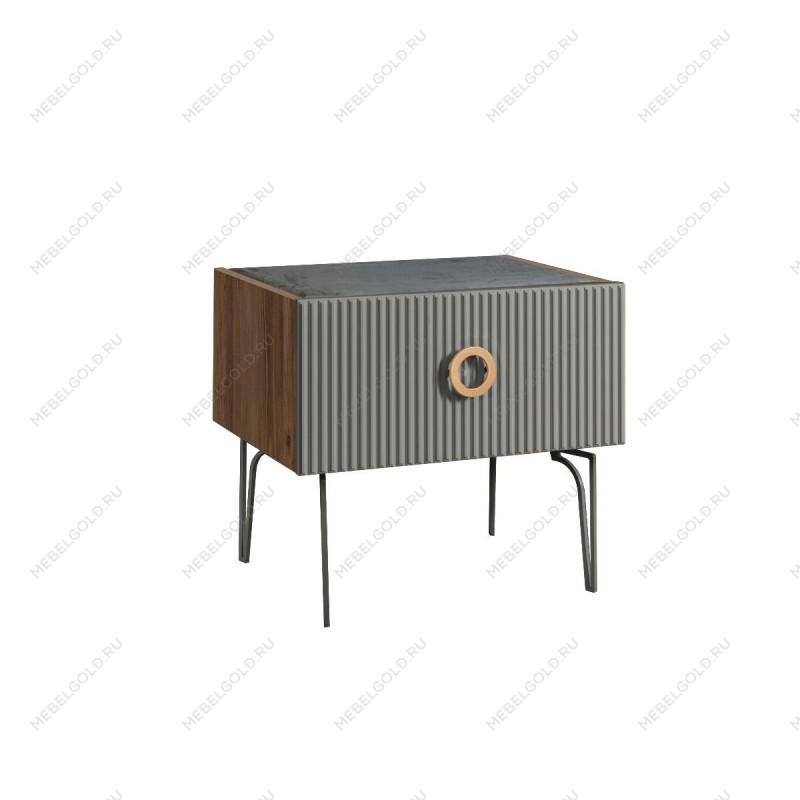 Тумба прикроватная Bogemia Woodline Fi (Серый) (Novabuk/Золото) БМТП-1