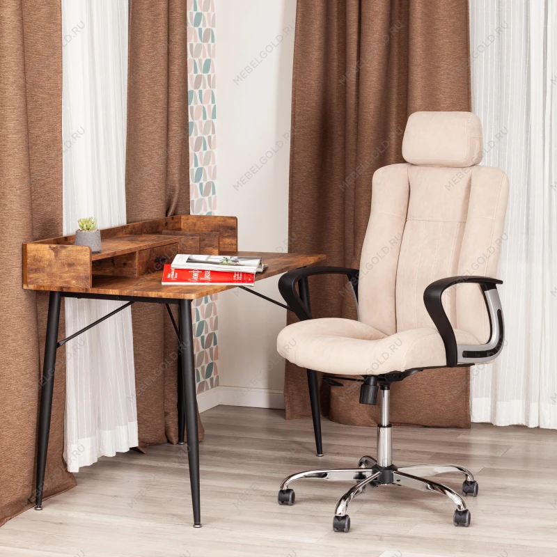 Кресло OXFORD хром, флок, бежевый, 7 | изображение 11