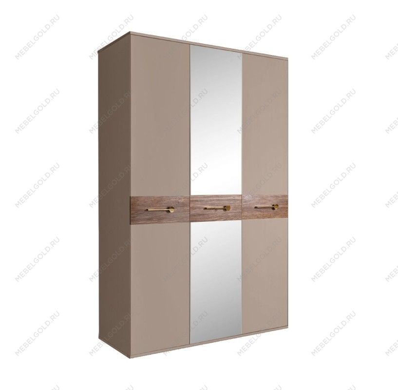 Шкаф 3-х дверный с зеркалом Bogemia Wood Wo (Мокка/Золото) БМШ1/3(Wo)