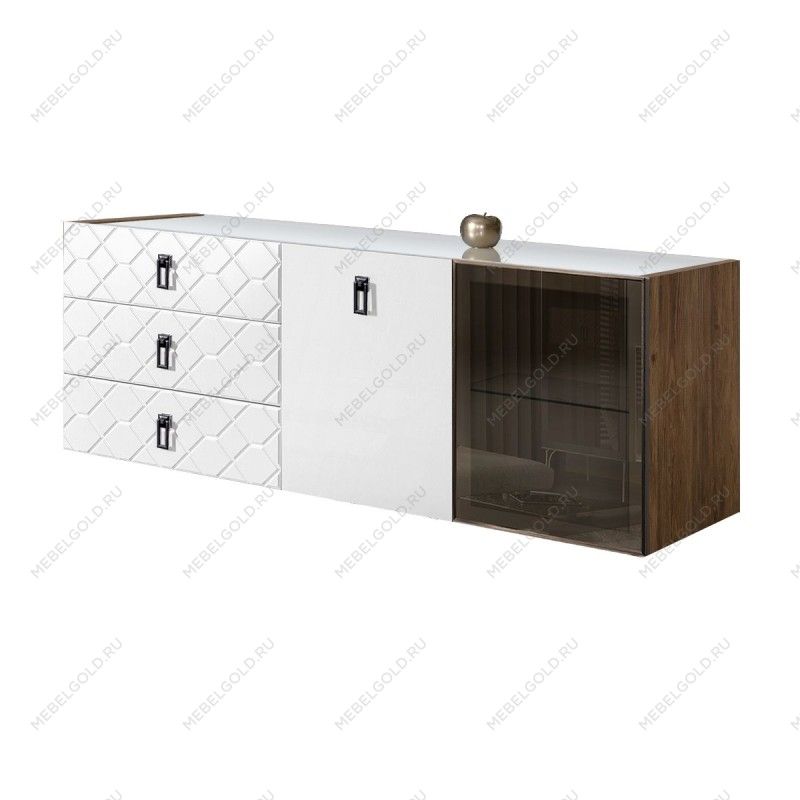 Комод 1.6м Bogemia Woodline Fly Fa (Белый) (Lakobel/Черный) БМКМ-4[5][10]