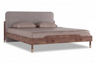 Кровать Меридиан (мягкое изголовье), без основания, без матраса, (1800x2000), к-шоколадный дуб, Tiffany 29 Taupe