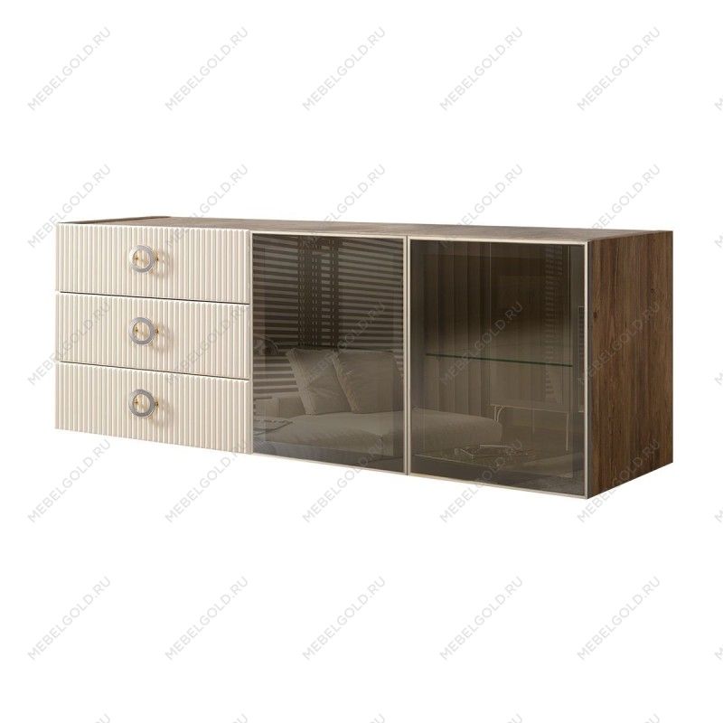 Комод 1.6м Bogemia Woodline Fly Fi (Слоновая кость) (Novabuk/Хром) БМКМ-4[5]