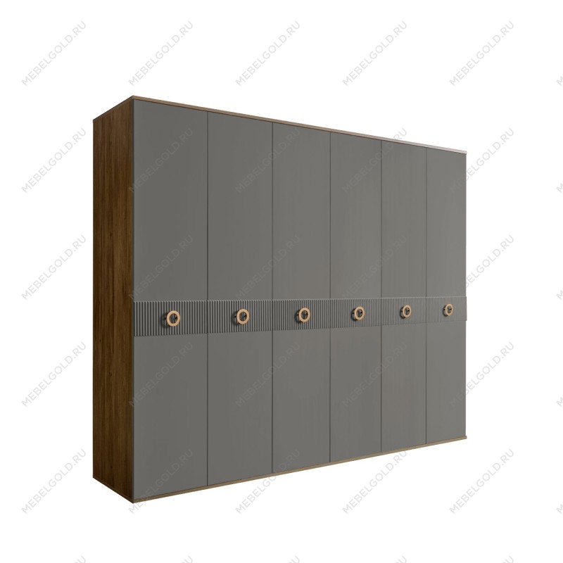Шкаф 6-ти дв. Bogemia Woodline Fi (Серый/Золото) БМШ2/6(Fi)