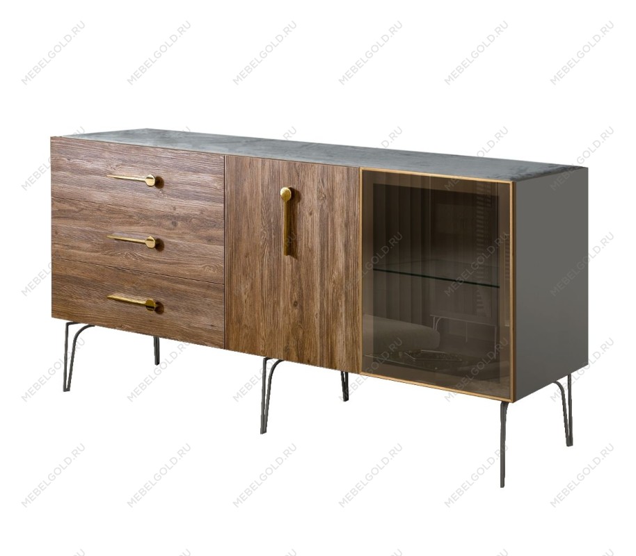 Комод 1.6м Bogemia Wood Wo (Серый) (Novabuk/Золото) БМКМ-4(Wo)[5][10]