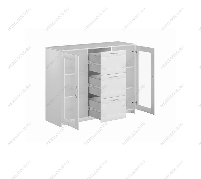 БРИМНЭС / СИРИУС тумба ИКЕА / IKEA 2 двери со стеклом и 3 ящика 117х95 белая | изображение 2