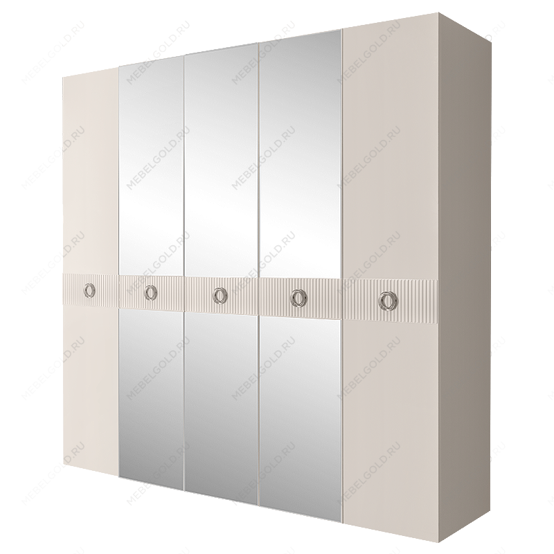 Шкаф 5-ти дв. с зеркалами Bogemia Fillini (Слоновая кость/Хром) БМШ1/5(Fi)
