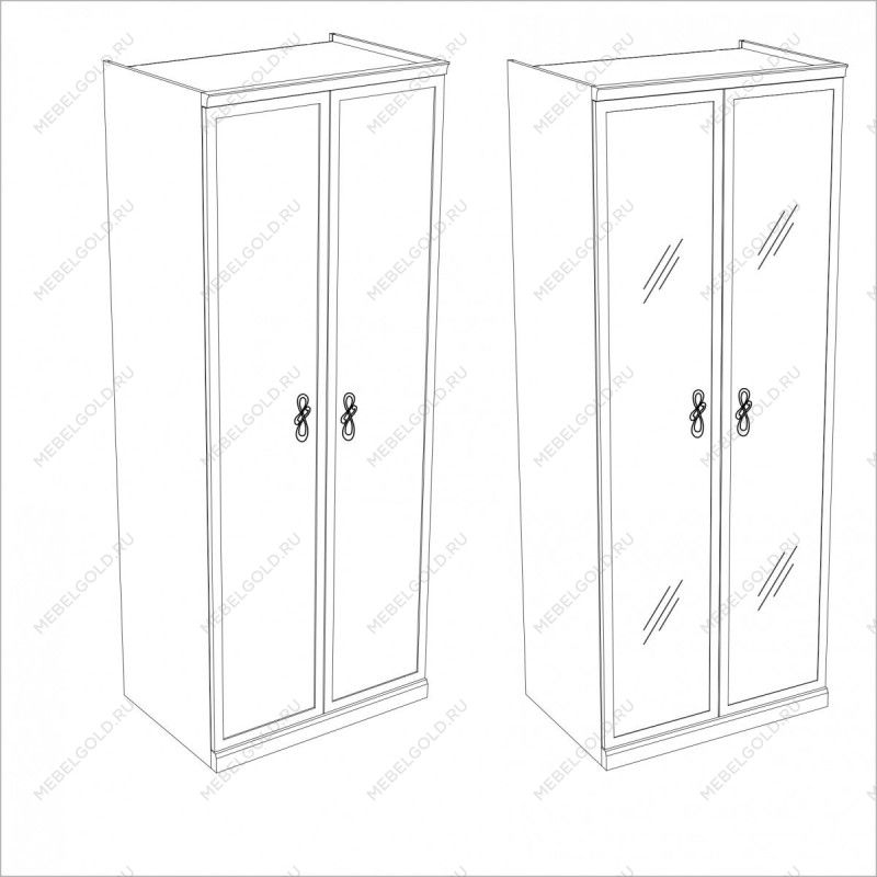 Натали секция 2-ств без зеркал белый глянец