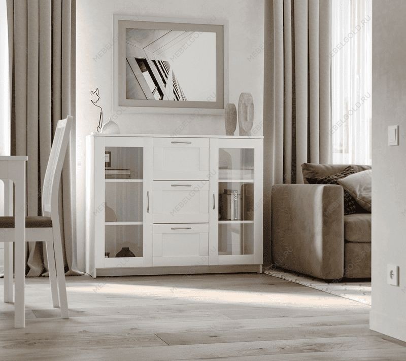 БРИМНЭС / СИРИУС тумба ИКЕА / IKEA 2 двери со стеклом и 3 ящика 117х95 белая | изображение 4